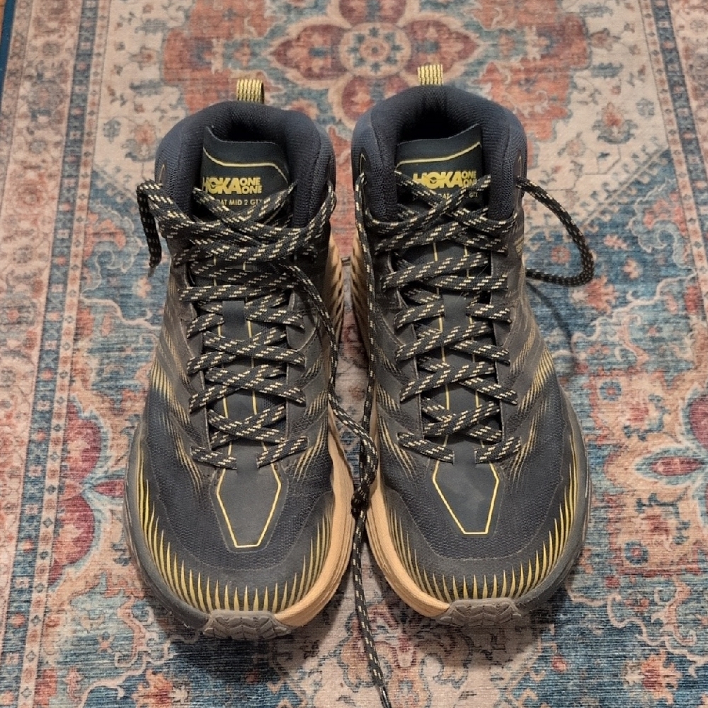 Hoka Men's Black and Yellow Athletic Shoes